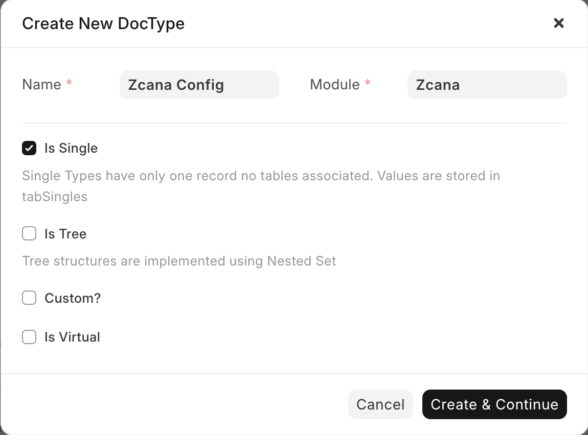 [erpnext] 添加类似设置的单一 DocType，非 List